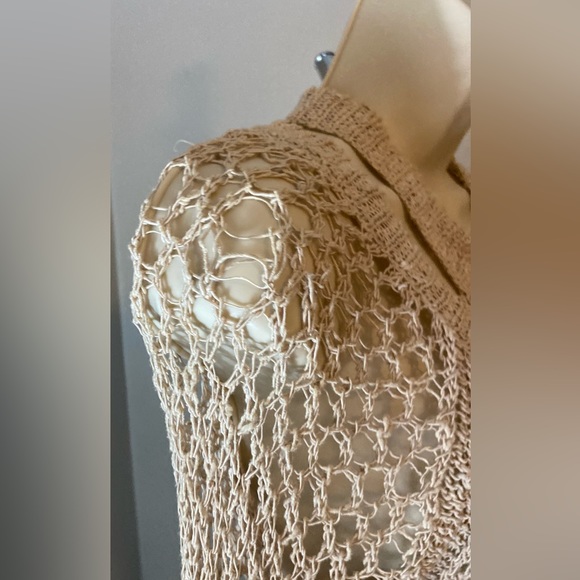 AllSaints Spitalfields “Bound” Beige Open Knit Crochet Fishnet Dress 4 - Picture 4 of 5